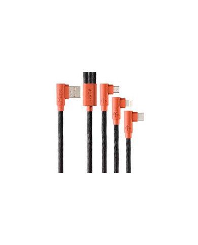 CABLE 3 EN 1 MICROUSB TIPO C LIGHTNING HUNE HIEDRA SUSTENTABLE TRENZADO 90Aª 12M COMPATIBLE CON IPHONE CORTEZA